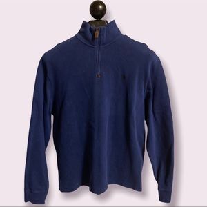 Polo Ralph Lauren Sweater Mens L Blue Quarter Zip Pullover Blue Horse Logo